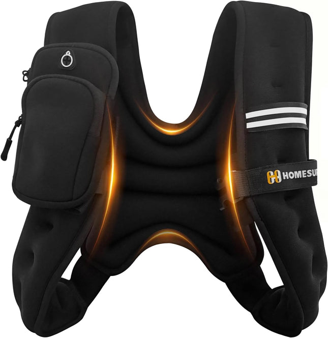Weighted Vest for Men and Women 5lb/10lb/15lb/20lb/25lb/30lb Adjustable Weight with Reflective in Black