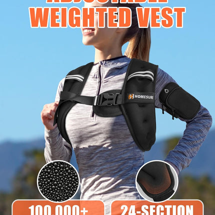 Weighted Vest for Men and Women, 5lb/10lb/15lb/20lb/25lb/30lb Adjustable Weight with Reflective Strips - Strength Training, Running, Fitness, Muscle Building, Loss Gear Black 10 lbs