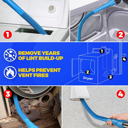 Dryer Vent Cleaner Kit Lint Vacuum Attachment Brush, Remover, Hose Replacement Parts,Duct Cleaning,Blue Blue -