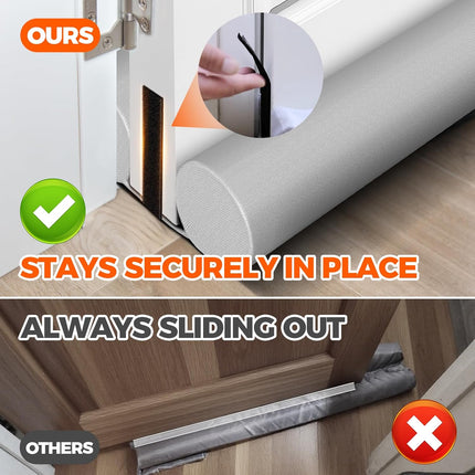 Door Draft Stopper Sweep Weather Stripping Noise Blocker Window Breeze Adjustable Closers, Grey Gray 36 inch