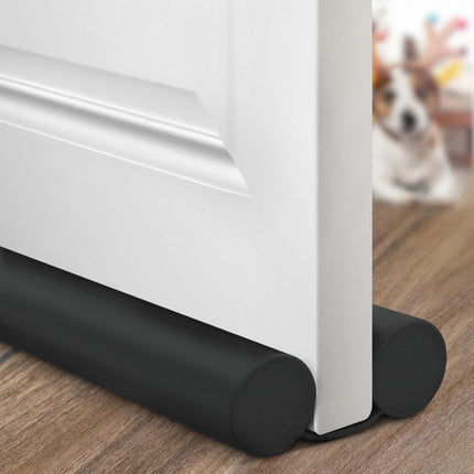 Door Draft Stopper Weather Stripping for Bottom of Window Breeze Blocker Adjustable Sweeps, Black 37 inch