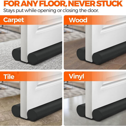 Door Draft Stopper Weather Stripping for Bottom of Window Breeze Blocker Adjustable Sweeps, Black 37 inch