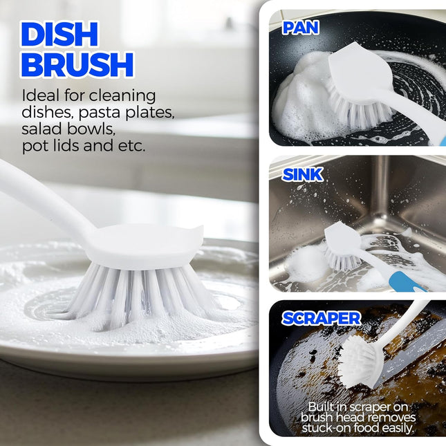 6 Pack Dish Brush Set with Bottle Brush Scrub Pan and 3 Straw Brushes Deep Cleaning Handle Scraper Tip for – product detail