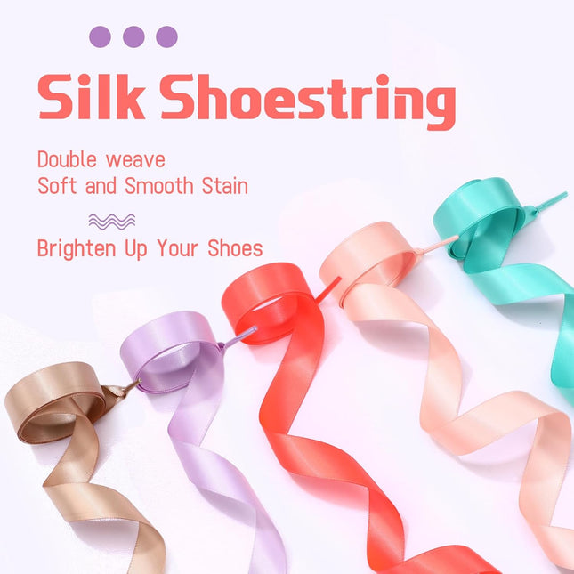 24 Pairs 47 Flat Satin Ribbon Shoelaces Colorful Silk Shoe Strings Wide Lace for Women Sneaker Decoration – product detail