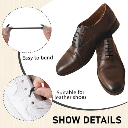 No Tie Silicone Elastic Shoe Laces for Men, Tieless Stretch Lace Dress Waxed Shoelaces Adult Formal Oxford Black -