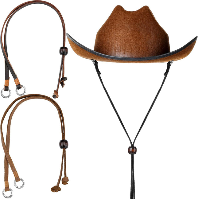 Leather Hat Chin Strap Stampede Strings for Cowboy Hats Removable cap Cord Men Women Sun Hats(35.43 Inch 3