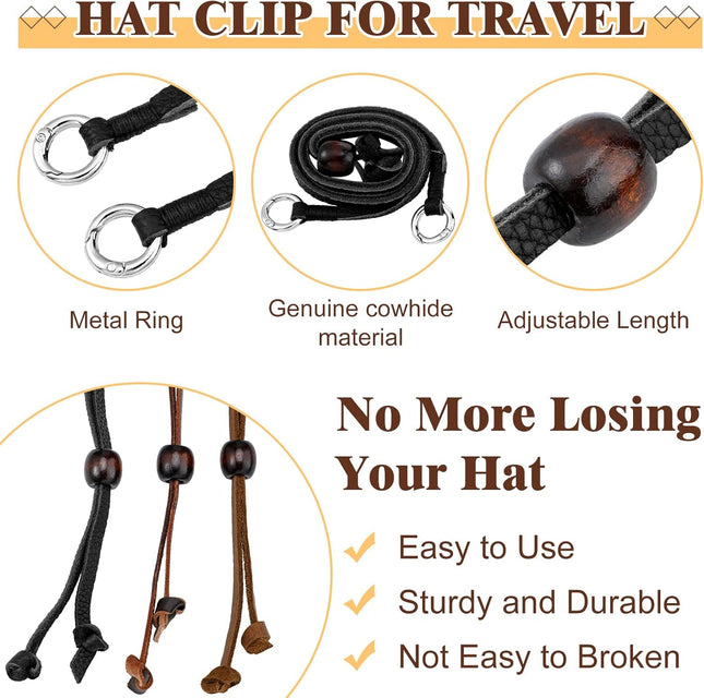 Leather Hat Chin Strap Stampede Strings for Cowboy Hats Removable cap Cord Men Women Sun Hats(35.43 Inch 3 – product detail