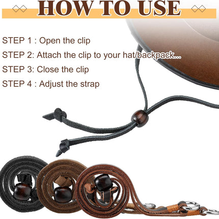 Leather Hat Chin Strap Stampede Strings for Cowboy Hats Removable cap Cord Men Women Sun Hats(35.43 Inch,3 Pieces) -