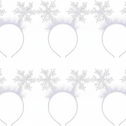 6 Pcs Christmas Snowflake Headbands for Women White Hair Bands Headband Accessories Festival Winter Party Supplies -