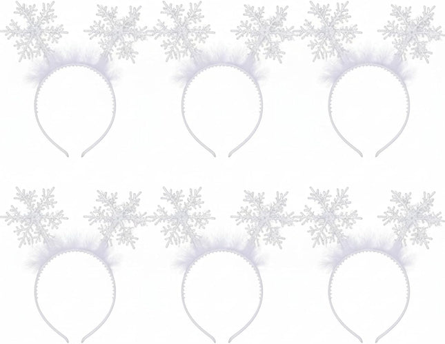 6 Pcs Christmas Snowflake Headbands for Women White Hair Bands Headband Accessories Festival Winter Party