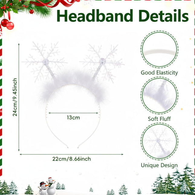 6 Pcs Christmas Snowflake Headbands for Women White Hair Bands Headband Accessories Festival Winter Party – product detail