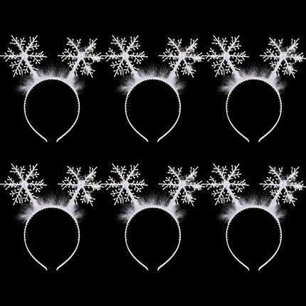 6 Pcs Christmas Snowflake Headbands for Women White Hair Bands Headband Accessories Festival Winter Party Supplies -