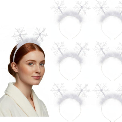 6 Pcs Christmas Snowflake Headbands for Women White Hair Bands Headband Accessories Festival Winter Party Supplies -