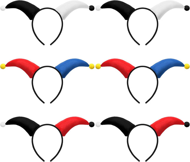 6 Pcs Clown Headband Soft Headbands for Mardi Gras Parties Carnival Circus Events Durable Reusable Hairband