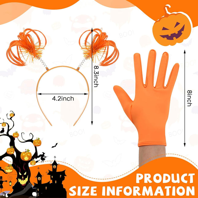 Halloween Dress up Set Included Orange Wig and Wrist Spandex Gloves Headband Ponytails Head – product detail