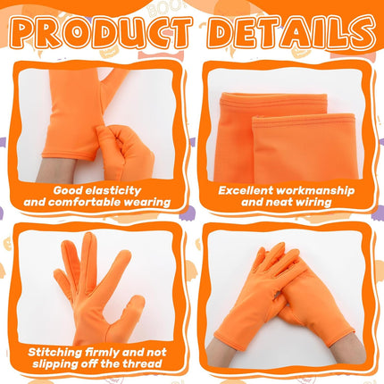 Halloween Dress up Set Included Orange Wig and Wrist Spandex Gloves Headband Ponytails Head Bopper Cosplay Costume for Women Men Adult Party Supplies Headwear Accessory -