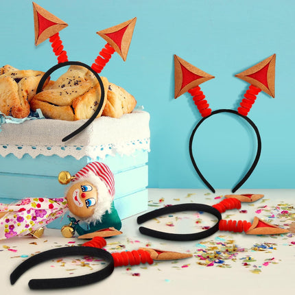 6 Pcs Purim Decorations Felt Hamantaschen Headwear Headband Costume for Adults Photo Props Gifts Party Favors Jewish Decoration Activity Supply -