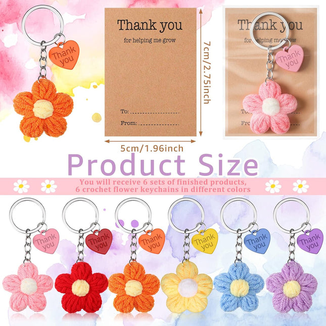 Graduation Teacher Appreciation Gift Bulk Crochet Flower Keychain with Thank You Card for Helping Me Grow – product detail