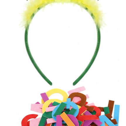 53 Pcs Book Character Costume Accessories Letter Tree Set Includes Palm Headband and 52 Felt Stickers for Halloween DIY -
