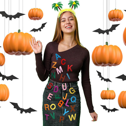 53 Pcs Book Character Costume Accessories Letter Tree Set Includes Palm Headband and 52 Felt Stickers for Halloween DIY -