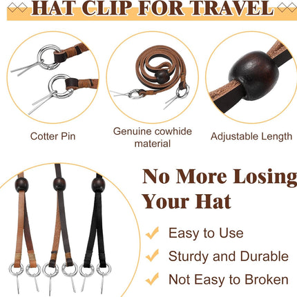 3/6 Pieces Leather Hat Chin Straps for Men and Women Removable Cap Cord Stampede Strings Cowboy Sun -