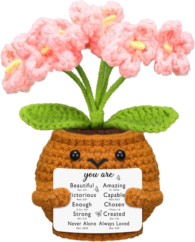Christian Gift for Women Positive Handmade Crochet Doll with Bible Verse Prayer Card Inspirational (Forget