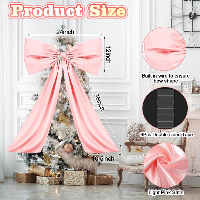 Large Pink Bow Decor Coquette Wall for Backdrop 24 x 36'' Big Giant Satin Ribbon – product detail