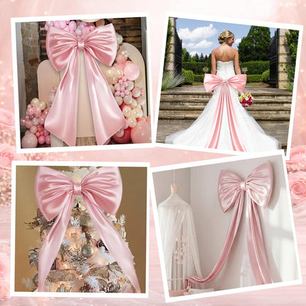 Large Pink Bow Decor Coquette Wall for Backdrop 24 x 36'' Big Giant Satin Ribbon Tie Birthday Wedding Bridal Baby Shower Party Ballerina Room Hanging Decoration(Lining Support) 36 Inches