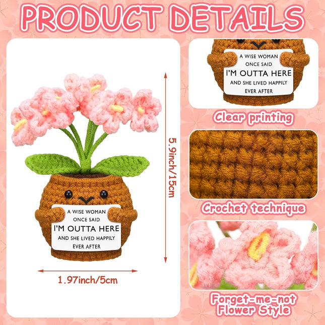 Coworker Leaving Gifts for Women Men Positive Flower Doll Crochet with Card Funny Farewell Going Away – product detail