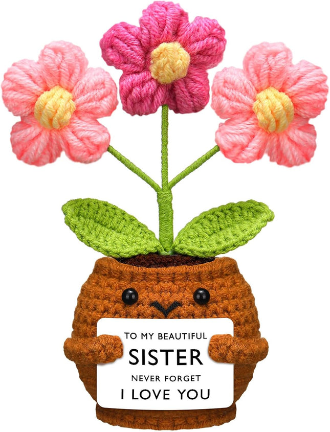 Sister Gifts Handmade Crochet Doll with Card Present for Sisters Sis Big Little Birthday Wedding Home