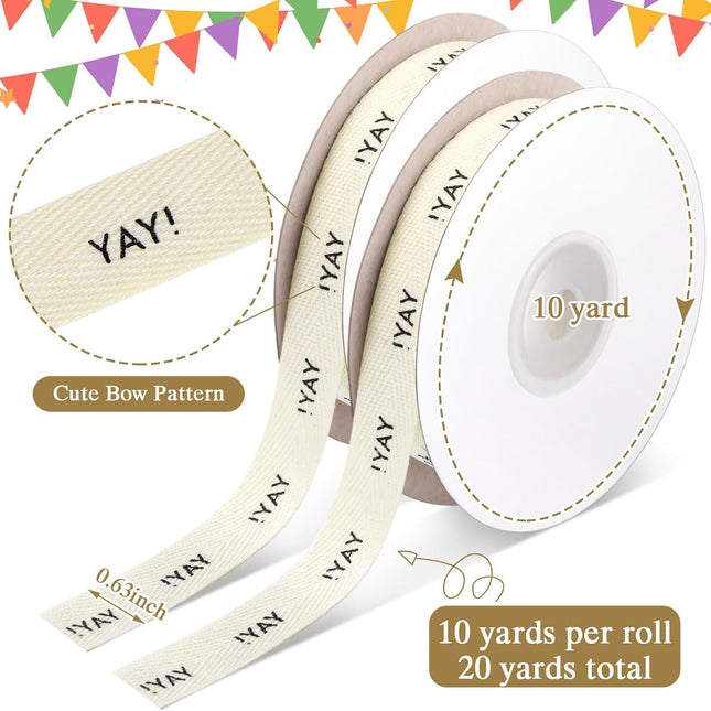 20 Yards Yay Cotton Ribbon Natural 5/8 Inch 100 Percent Herringbone Twill Ribbon for Crafts Gift Wrapping – product detail