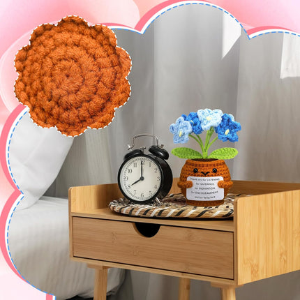 6 Pcs Employee Appreciation Gifts Bulk for Team Coworkers Thank You Positive Handmade Crochet Doll with Inspirational Card Staff Women Men Office(Forget Me Not) -