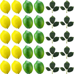 20 Pcs Artificial Lemons and Limes with 10 Leaves Fake Fruit Faux Decor for Home
