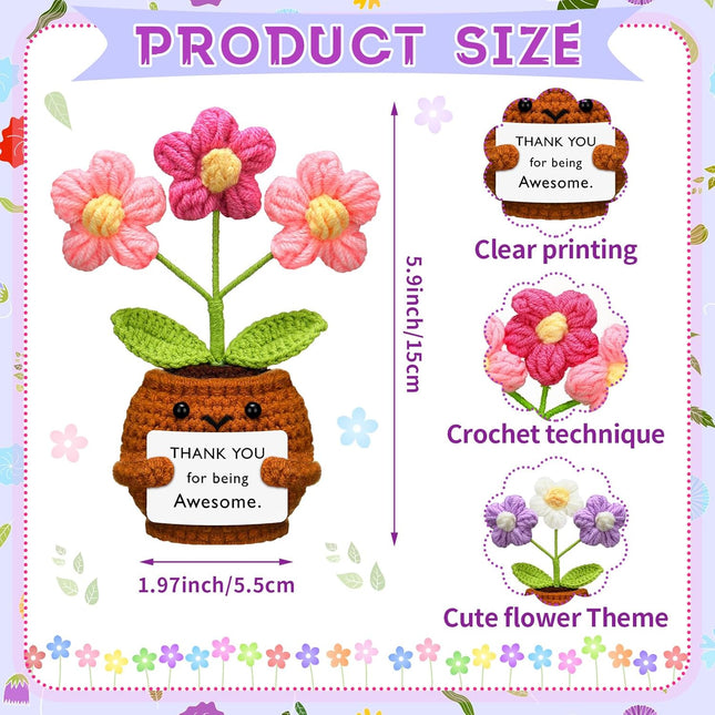 3 Pcs Thank You Gifts Employees Teacher Appreciation Handmade Positive Flower Crochet with – product detail