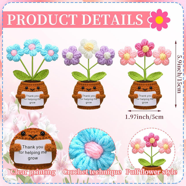 3 Pcs Teacher Appreciation Gifts Easter Gift Positive Flower Handmade Crochet Doll Thank You for Helping – product detail