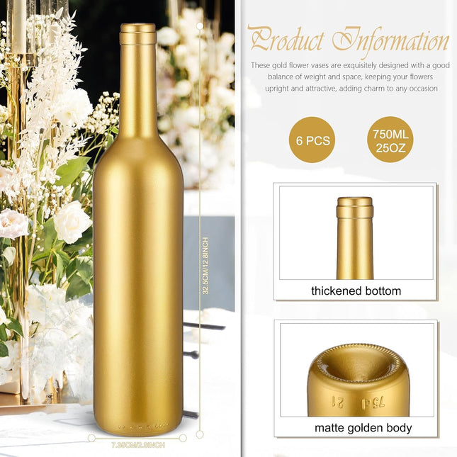 30 Pcs 6 Set Gold Vase Flower Centerpieces for Wedding Table Glass Wine Bottle Candle – product detail