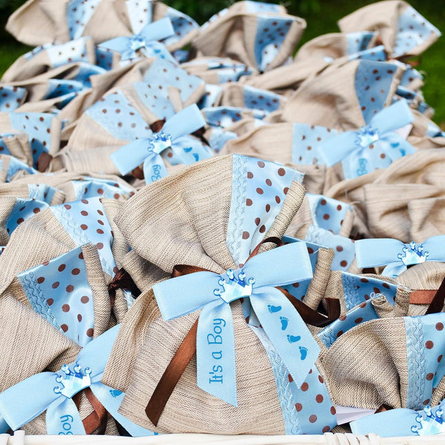 100 Pcs Baby Shower Satin Ribbon Twist Tie Bows 2.5 Pre Tied Craft Bow Foot – product detail