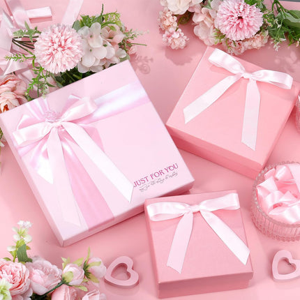 50 Pcs Pink Satin Ribbon Bows 7 Inch Large Self Adhesive Twist Tie for Gift Wrapping Craft Cake Balloons Coquette Wedding Birthday Baby Shower Bachelorette Party Decorations -