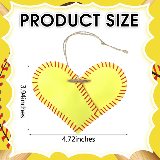 6 Pcs Softball Heart Decoration Senior Night Gifts Leather Vintage Hanging Encouragement Keepsake for – product detail
