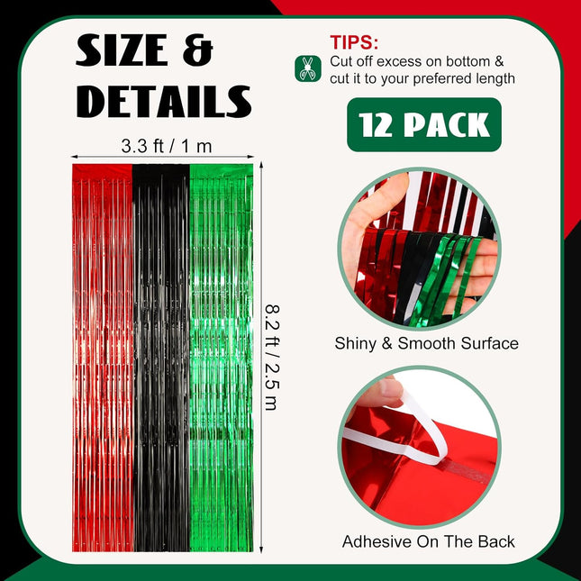 12 Pcs Juneteenth Party Decorations Freedom Day Foil Fringe Curtain Backdrop 100 x 39 Inch – product detail