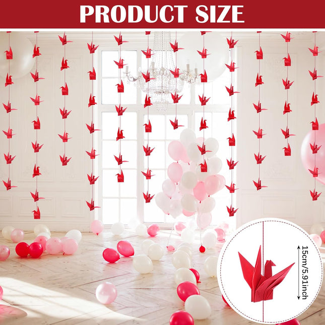 10 Pcs Paper Crane Hanging Garlands Premade Origami Cranes on String Kit Folded Bird Streamers for – product detail