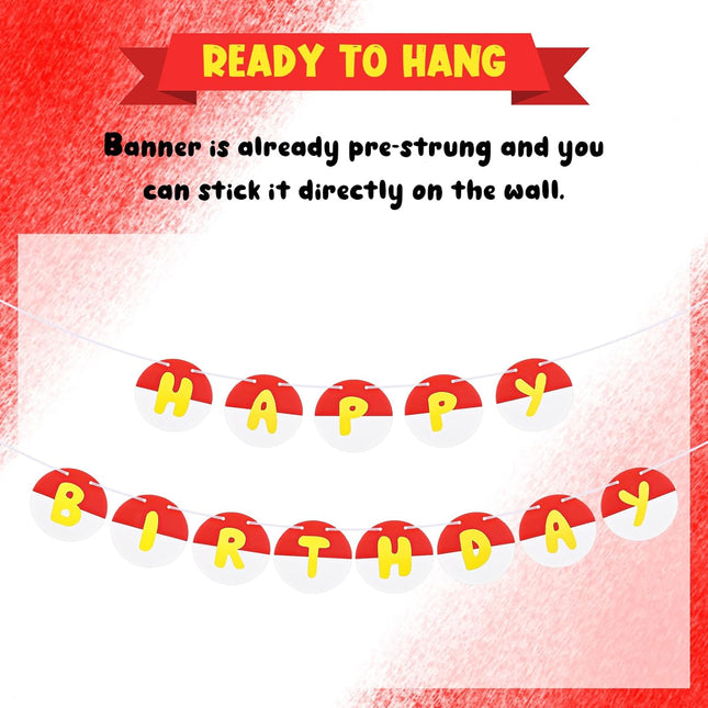 Pre-strung Red and White Birthday Banner Anime Theme Sign Circle Paper Garland Cartoon Party Supplies – product detail