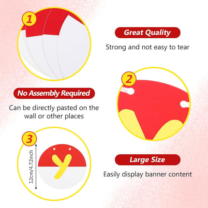 Pre-strung Red and White Birthday Banner Anime Theme Sign Circle Paper Garland Cartoon Party Supplies Decorations for Kids Girls Boys -