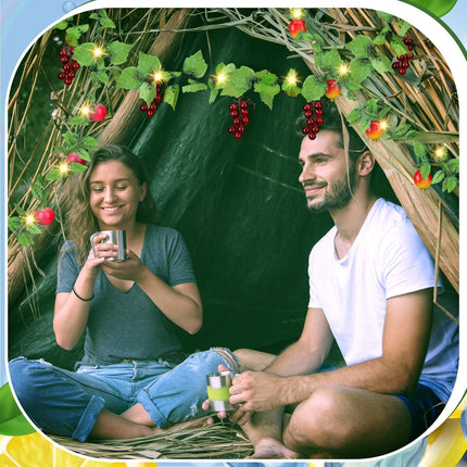 5 Pcs Sukkot Fruits Hanging Banner with LED Lights Decoration Sukkah Decorations Fruit Garland Indoor Outdoor Decor Party Supplies for Jewish Holiday -