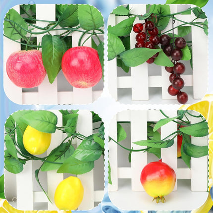 5 Pcs Sukkot Fruits Hanging Banner with LED Lights Decoration Sukkah Decorations Fruit Garland Indoor Outdoor Decor Party Supplies for Jewish Holiday -