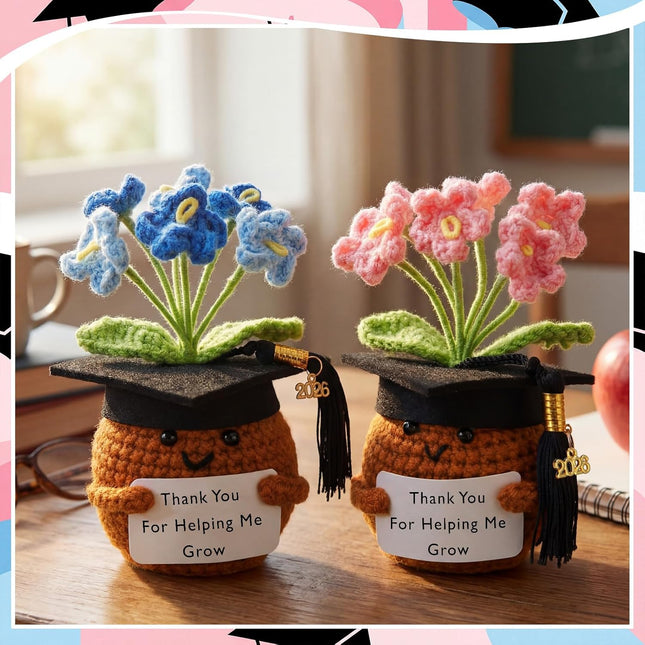 Teacher Appreciation Gifts Thank You for Helping Me Grow Handmade Crochet Flower Inspirational – product detail