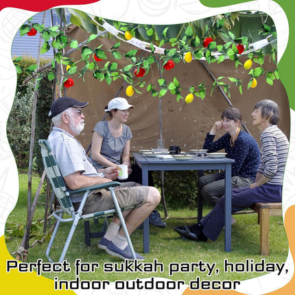 4 Pcs Sukkot Sukkah Decorations Apple Etrog Garland Fruits Hanging Banner Jewish Holiday Celebration Party Supplies -