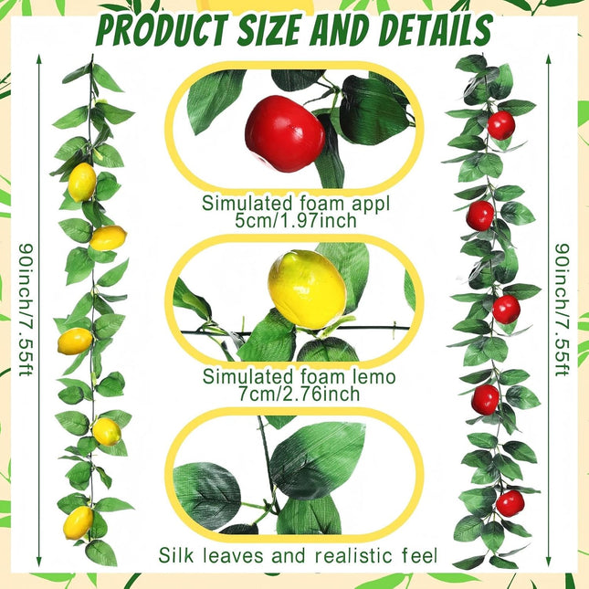 Wavwav 4 Pcs Sukkot Fruit Hanging Banner Decoration Apple & Etrog Foil Garland Indoor/Outdoor Decor Party Supplies for Sukkah