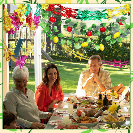 Wavwav 4 Pcs Sukkot Fruit Hanging Banner Decoration Apple & Etrog Foil Garland Indoor/Outdoor Decor Party Supplies for Sukkah -