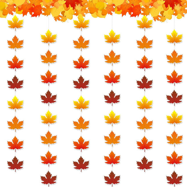 3 Pcs 9.8 ft Fall Leaves Hanging Thanksgiving Decorations Total 30 Maple Artificial Autumn Garland Decor